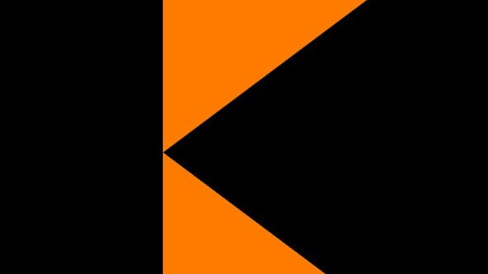 Das Bild zeigt eine diagonale schwarze Linie auf einem orangefarbenen Hintergrund