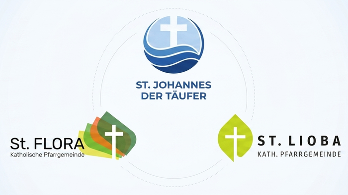 Logos der Pfarreien St. Flora, St. Lioba und St. Johannes der Täufer