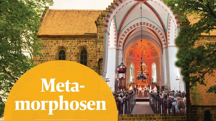 Plakat für Sommerkonzert „Metamorphosen“ des Tonhain Kollektivs in der Klosterkirche Zinna am 25. Juli.