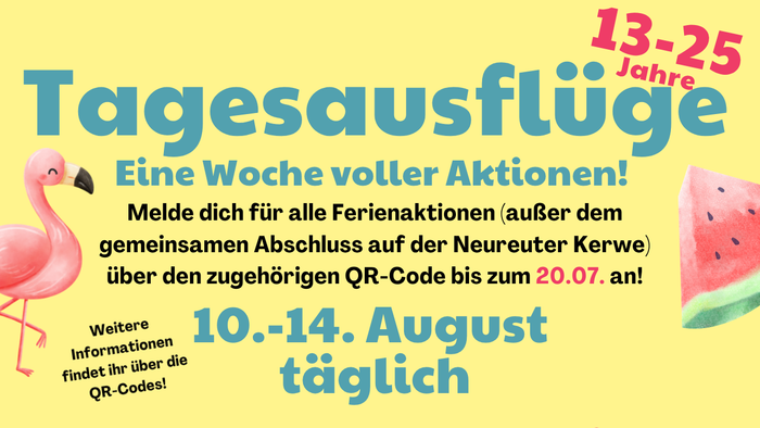 Tagesausflüge 2026 10.-14.08. täglich