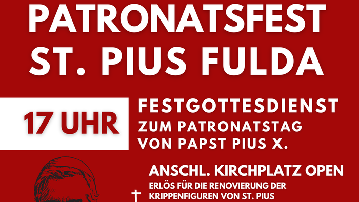Patronatsfest St. Pius 22.08.2026 ab 17 Uhr