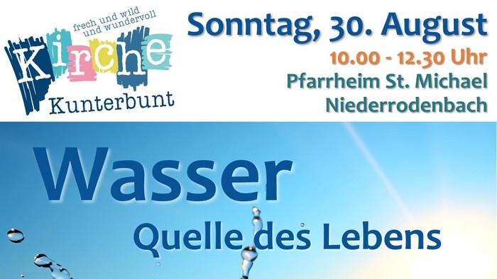Gemeinschaftsveranstaltung zum Thema Wasser mit Aktivitäten, Spielen und Reflexion für Familien am 30. August in der St. Michaelskirche.