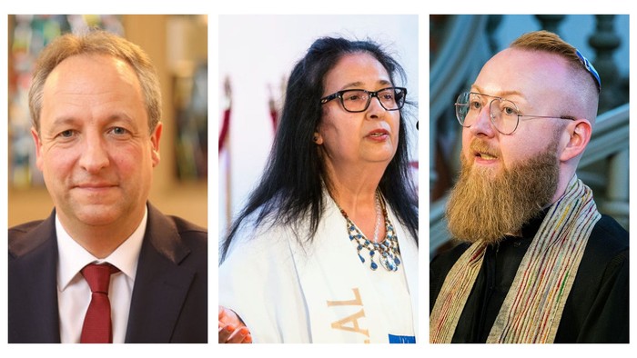 Portraitfotos von Bischof Stäblein, Seyran Ates und Rabbi Bar Ami