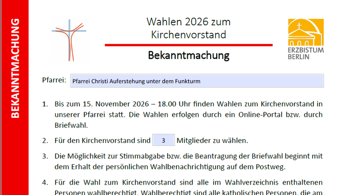 Auszug der Bekanntmachung zur KV-Vorstandswahl