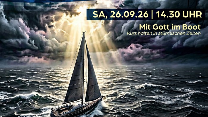 Plakat für eine bootsbasierte Gottesdienstveranstaltung mit dem Titel **