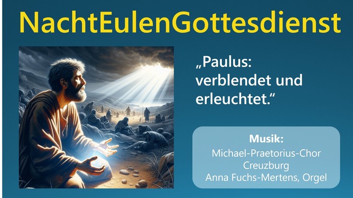 Ein Plakat zum nächsten NachtEulenGottesdienst am 16.8. in der Georgenkirche