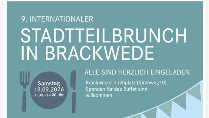 Internationales Gemeinschafts-Brunch-Event in Brackwede mit Essen, Musik und Aktivitäten für alle Altersgruppen.