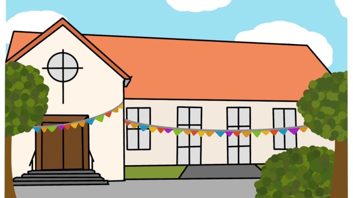 Plakat mit der Ankündigung Sommerfest in der Paul-Gerhardt-Kirche am 30.08.26 ab 15 Uhr