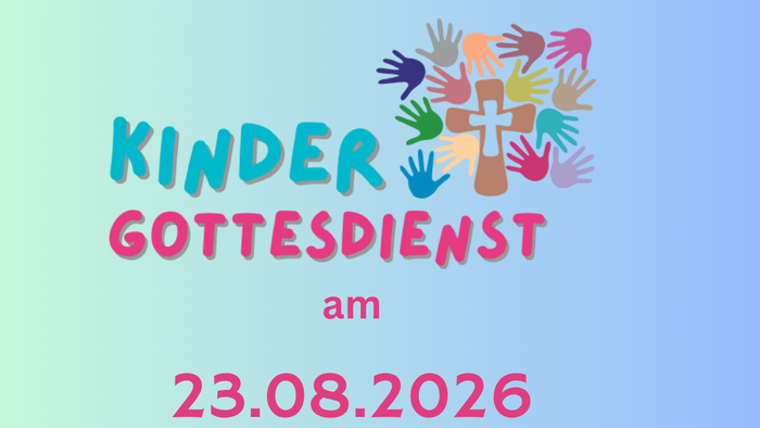 Plakat zur Ankündigung katholischer Kindergottesdienste an bestimmten Terminen im August, September, Oktober und November 2026.