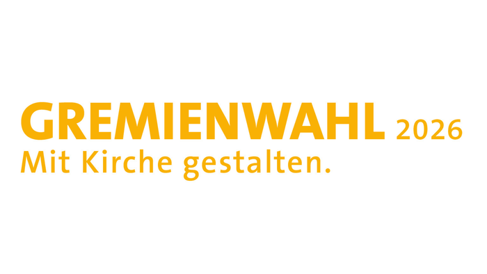 Logo für die Wahlkampagne des deutschen Kirchentags 2026 mit dem Motto „Gremienwahl – Mit Kirche gestalten“.
