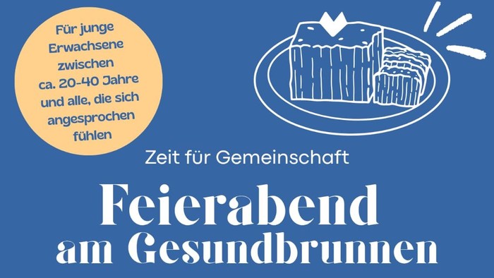 Einladungsplakat für einen Abendempfang im Gemeindezentrum der Evangelischen Kirchengemeinde am Gesundbrunnen.
