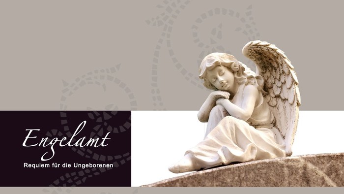 Flyer für eine Gedenkfeier am 19. September 2026 in St. Marien am Behnitz mit einer Engelsstatue.