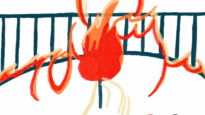 eine Hand hält eine Flamme