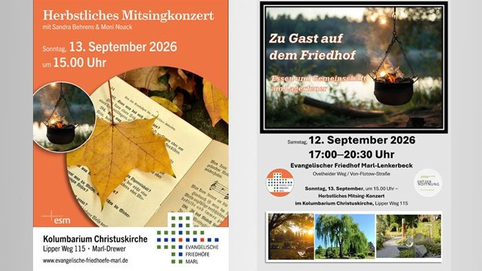 12. September 17.00 - 20.30 Uhr Zusammenkommen, kochen und essen am Lagerfeuer vor der Johanneskappelle! Gulasch, Feuerkartoffeln, Stockbrot, Marshmallows, alles vom Lagerfeuer! Wir laden alle ein zum gemütlichen Reden, miteinander Essen (ab 18.00 Uhr)
