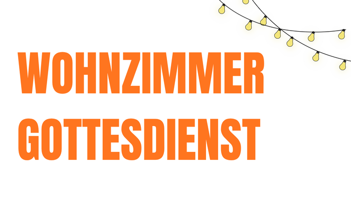 Plakat zur Ankündigung eines Wohnzimmer-Gottesdienstes am 20. September 2026 mit Musik und Gemeinschaftsaktivitäten.