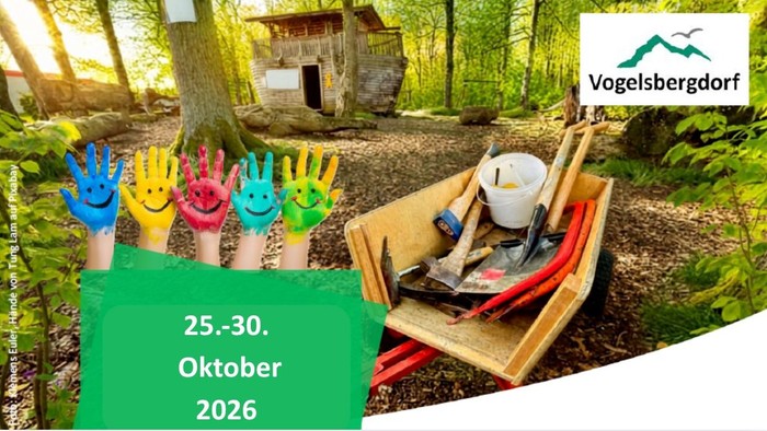 Veranstaltung zur Förderung von Outdoor-Familienaktivitäten und Bastelarbeiten im Vogelsbergdorf vom 25. bis 30. Oktober 2026.