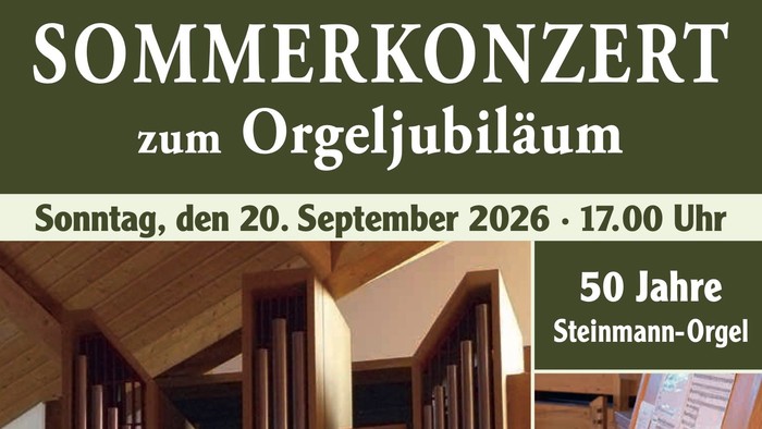 Ein Konzertplakat mit Bildern einer Orgel und der Überschrift 