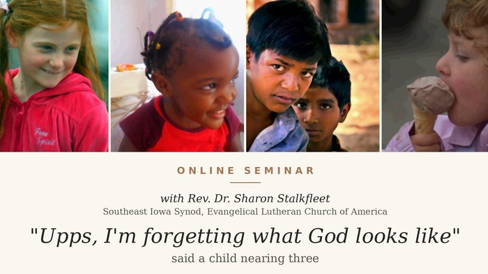 Plakat zum Online-Seminar: Erforschung theologischer Einsichten und religiöser Vorstellungen von Kindern mit Rev. Dr. Sharon Staklefleet.