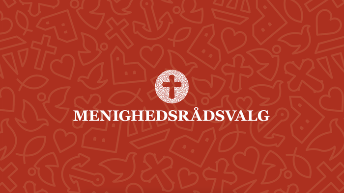 Rød baggrund med et kors og teksten