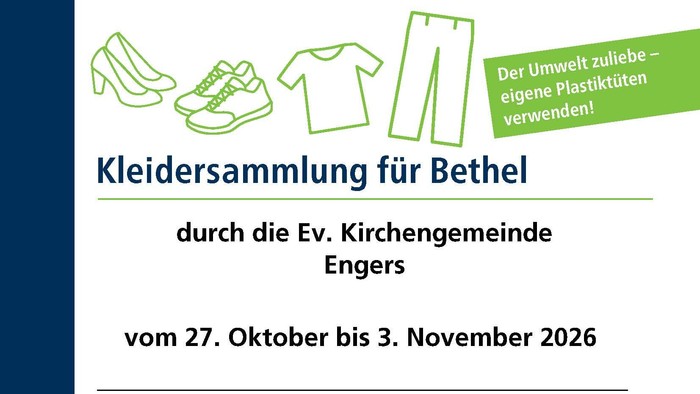 Plakat Kleidersammlung für Bethel 27.10.26-03.11.26 Busgarage neben dem Gemeindehaus