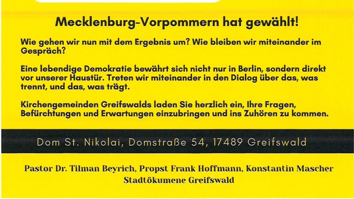 Plakat mit Überschrift