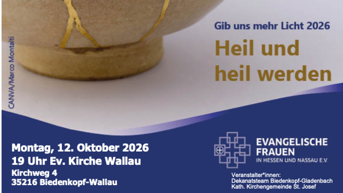 Plakat zur Förderung einer Veranstaltung zum Brustkrebsbewusstsein mit einer gesprungenen Keramikschale und Veranstaltungsdetails für 2026.