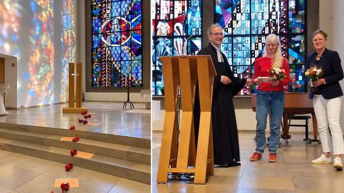 Rote Schuhe und Verabschiedung von Miriam Handirk
