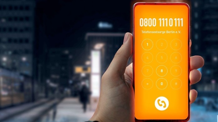 Einladungsplakat zur offenen Abendveranstaltung anlässlich des 70-jährigen Jubiläums der Telefonseelsorge Berlin – eine Feier ihrer Arbeit und Ausbildung.
