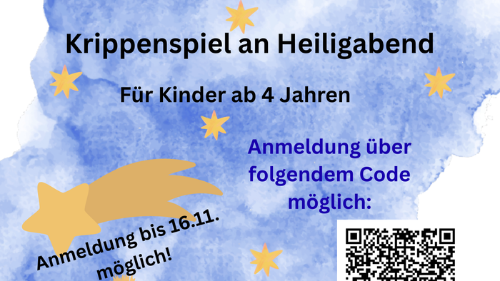 Plakat mit Informationen über das Krippenspiel in Grünberg.