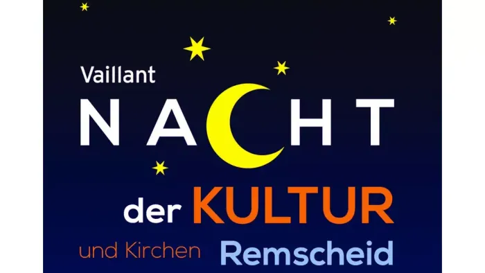 Vollmond, Sterne und Schriftzüge: