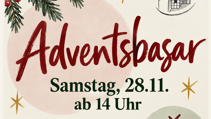 Flyer für Adventsbasar – Spendenaktion für einen Flohmarkt mit Informationen zur Standanmeldung und Spendenrichtlinien.