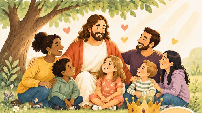 Jesus mit Eltern und Kinder