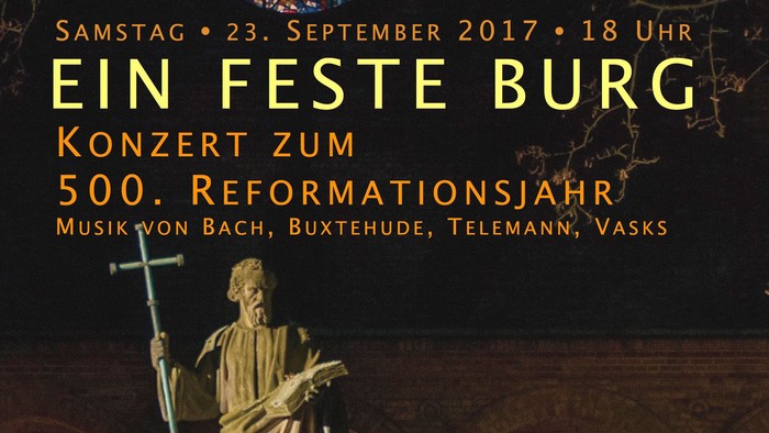 Poster für ein Konzert am 23. September 2017 in Kreuzberg-Mitte, mit Musik von Bach, Buxtehude, Telemann und Vasks.