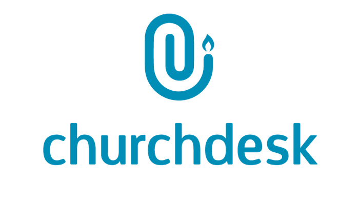 The image features the logo of Churchdesk, a company likely associated with church management software.