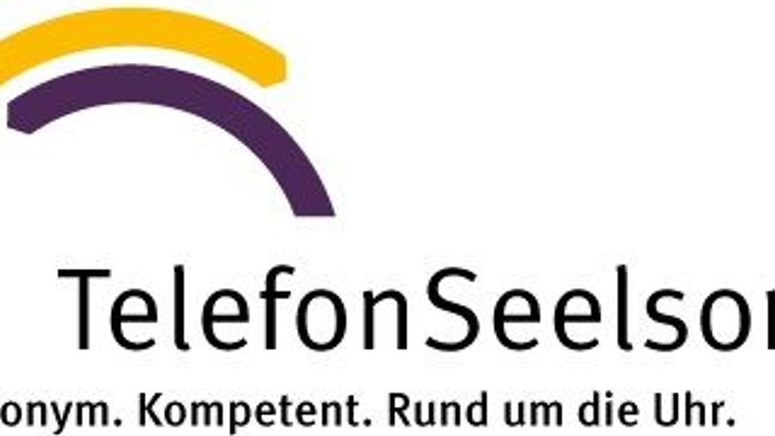 Das Logo von TelefonSeelsorge mit Slogan in Deutsch