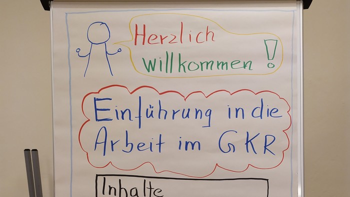 Ein Willkommensplakat für die Arbeit im GKR mit Inhalten