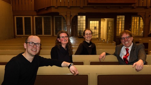 Unsere vier Kirchenmusiker*innen nach fulminanter Orgelsoirée