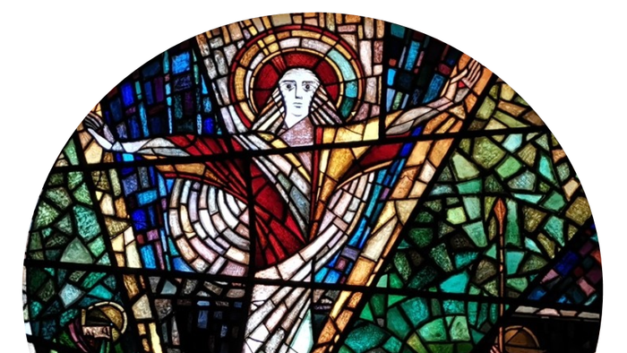 Das Bild zeigt das Christusfenster in der Auferstehungskirche.