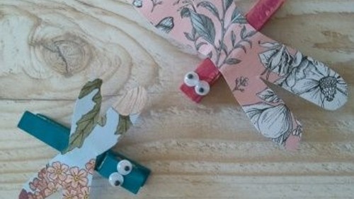Papiervogel und Klammer-Libelle