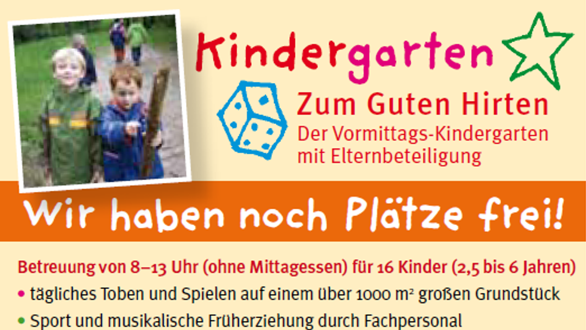 Im unserem Kindergarten sind noch Plätze frei!
