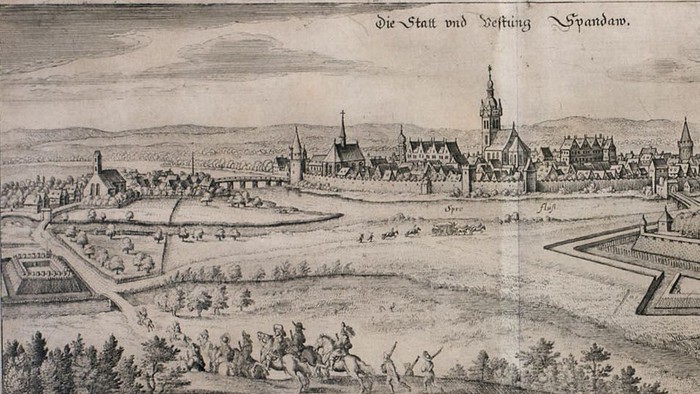 Historische Stadtansicht von Speyer mit Dom und Stadtmauer.