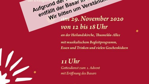 Adventsbasar entfällt!