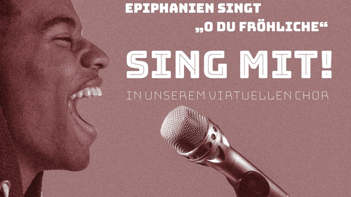 Werbelplakat zur Aufforderung, bei einer virtuellen Chorveranstaltung zu *
