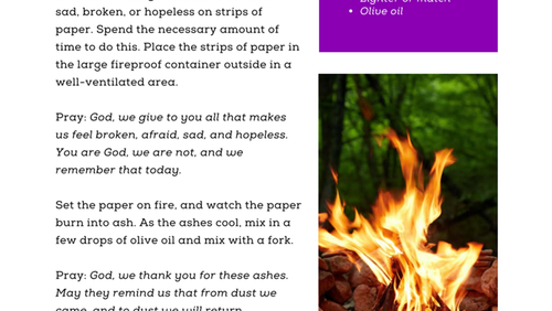 A Lenten Journey - DIY Ashes Ritual