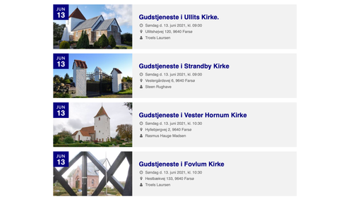 Gudstjeneste oversigt juni