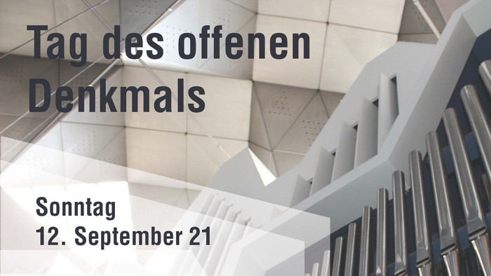 Plakat für einen Tag des offenen Denkmals mit Orgelveranstaltungen, darunter Gottesdienste, Führungen und Musik am 21. September.