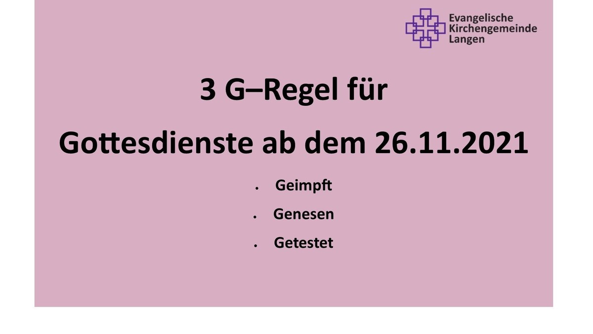 Gottesdienste mit 3G- oder 2G-Regel
