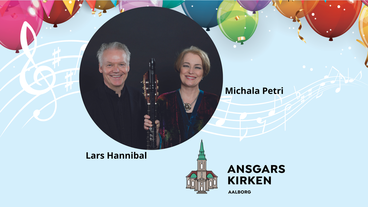 Festugekoncert med Michala Petri og Lars Hannibal, med cafehygge bagefter