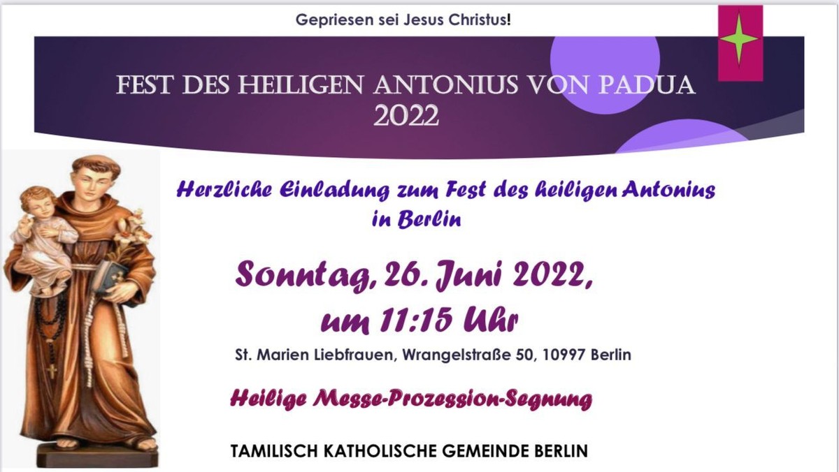 Fest des Heiligen Antonius von Padua