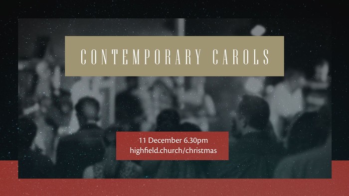A poster for a contemporary carols event on December 11 at 6:30 PM.